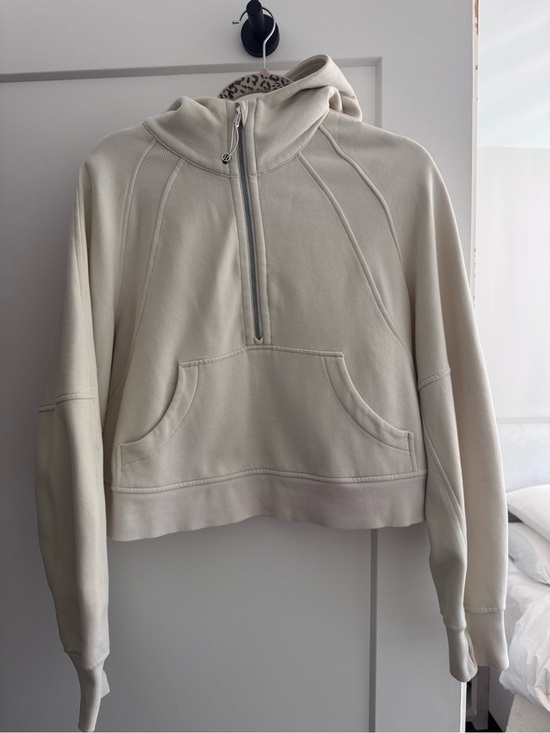 lululemon athletica Tops - lululemon athletica Cream Half-Zip Hooded Pullover